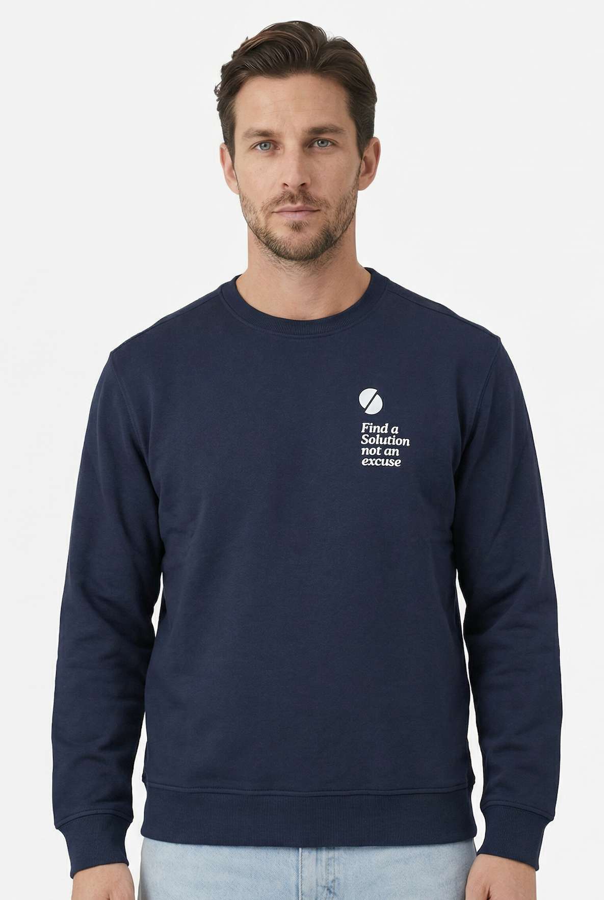 Statement Crewneck Sweater Navy