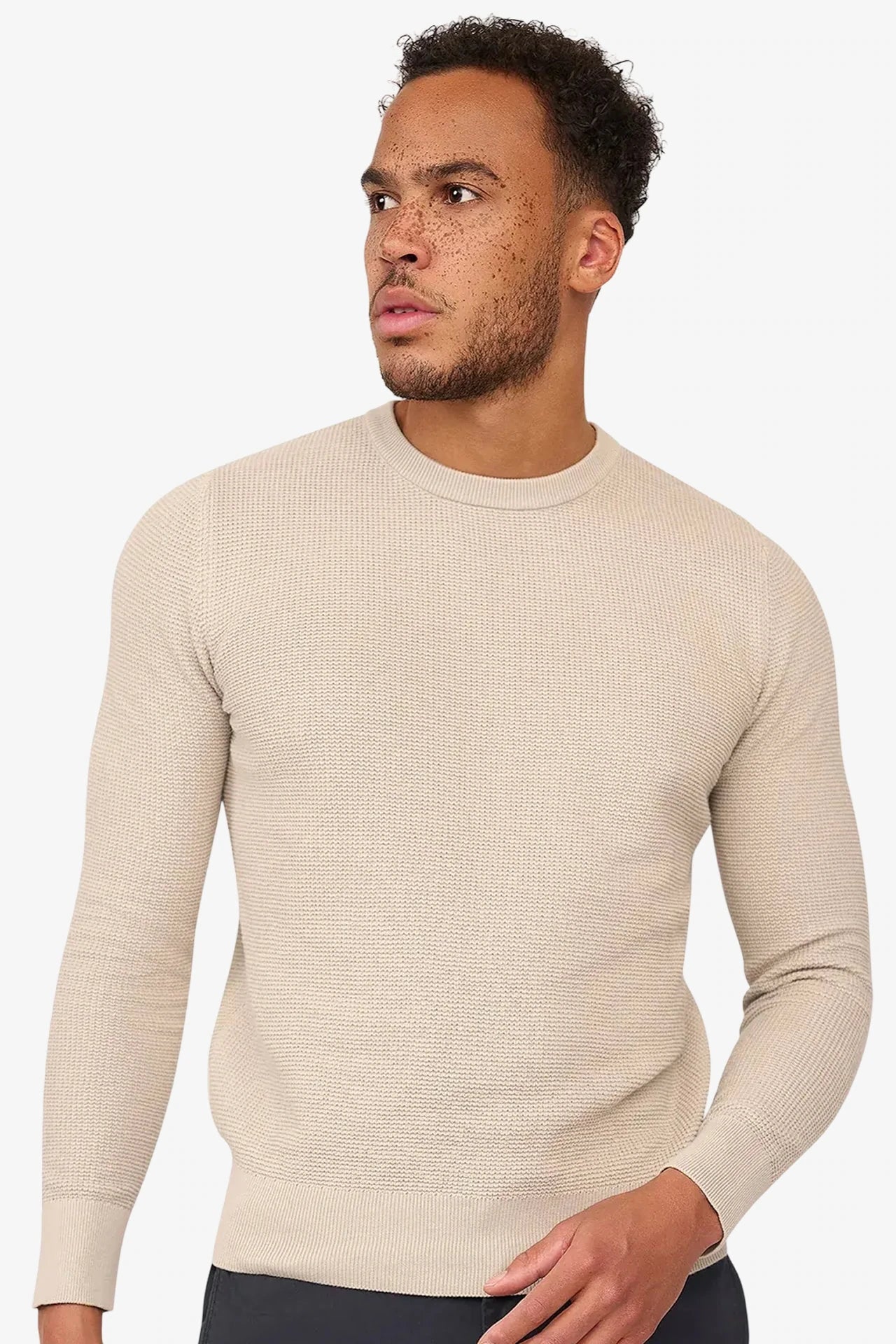 Skyline Waffle Pullover Beige