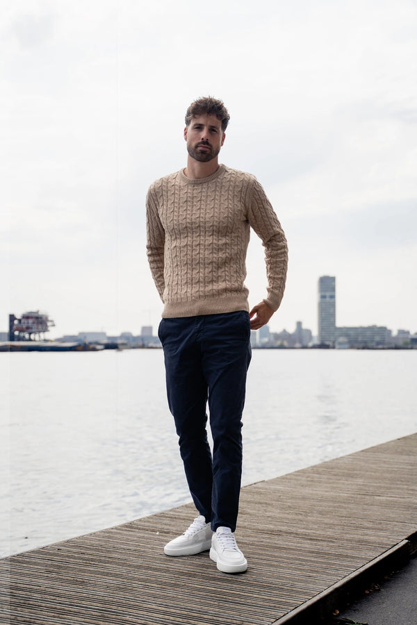 Loom Cable Pullover Beige