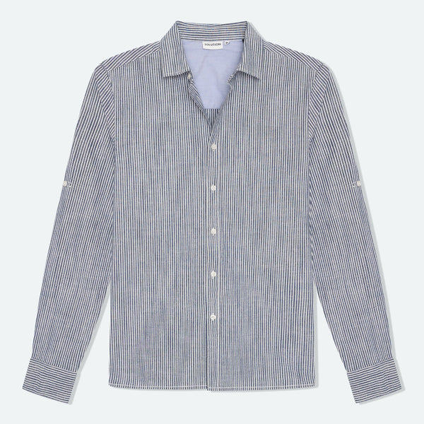 Stripe shirt Ezra Blue/Ecru