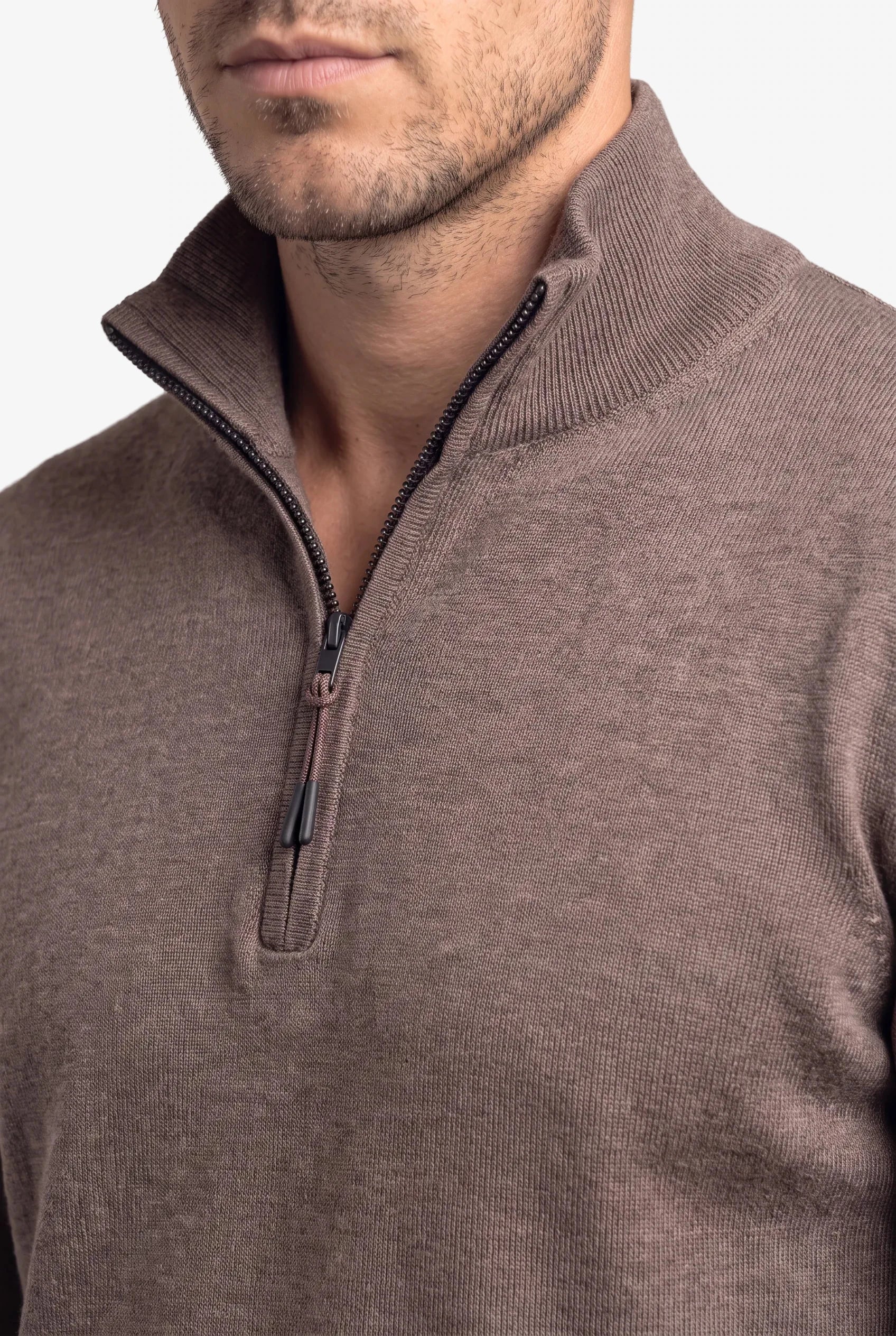 Zipper pullover Simon Dark Brown