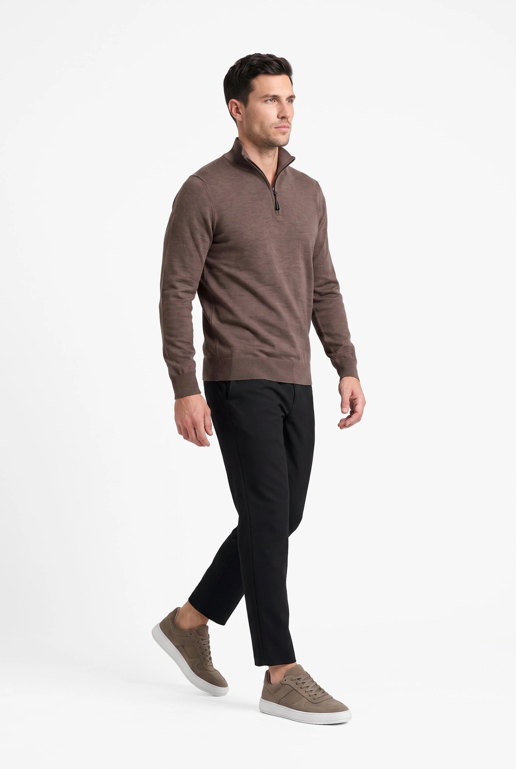 Zipper pullover Simon Dark Brown