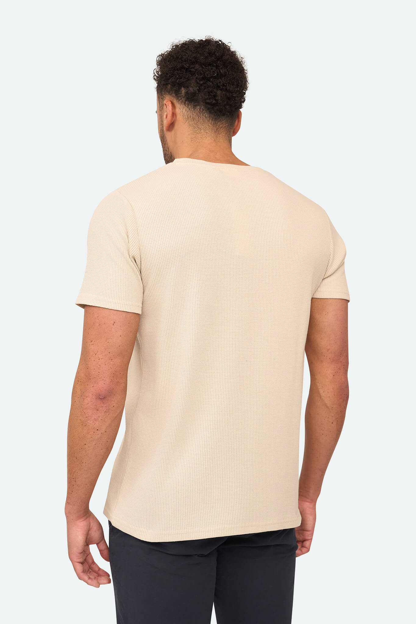 Grid Waffle T-Shirt Beige