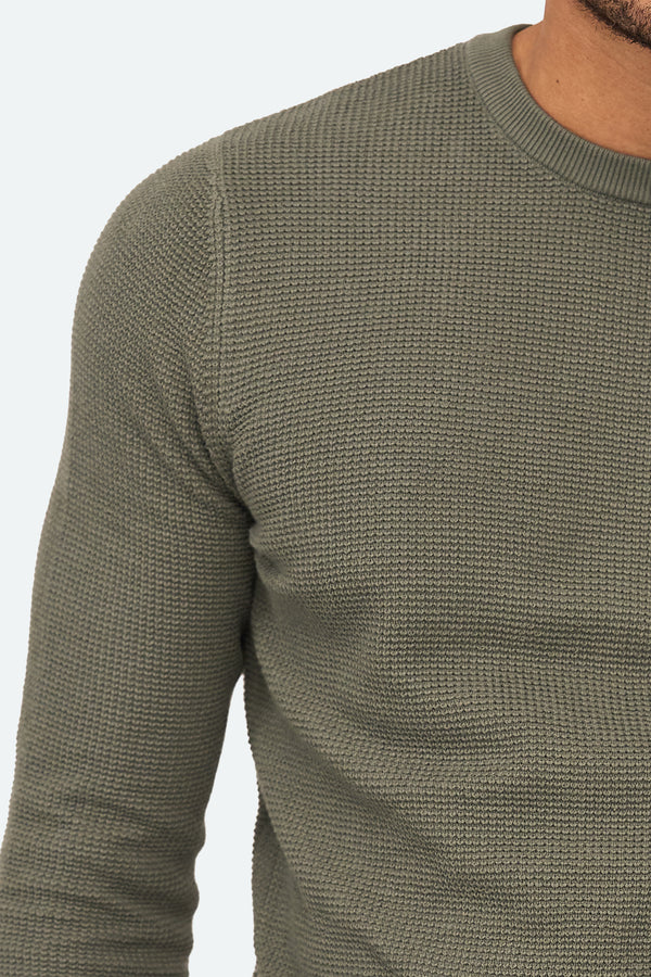 Skyline Waffle Pullover Agave Green