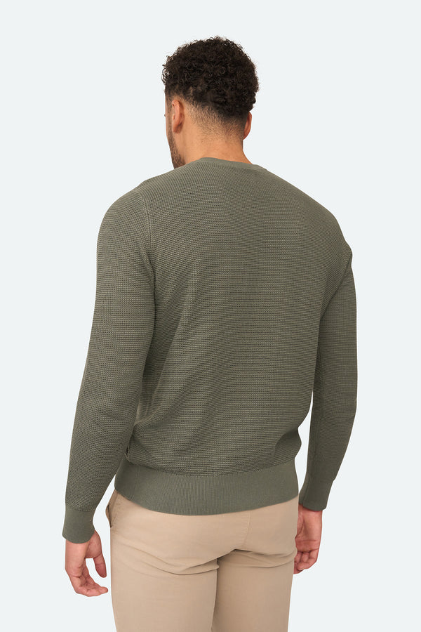 Skyline Waffle Pullover Agave Green