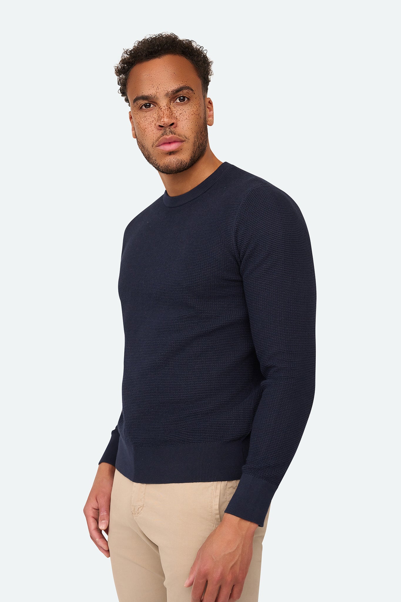 Skyline Waffle Pullover Dark Navy