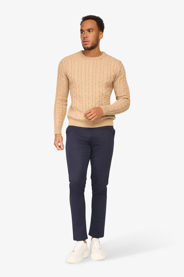 Loom Cable Pullover Beige