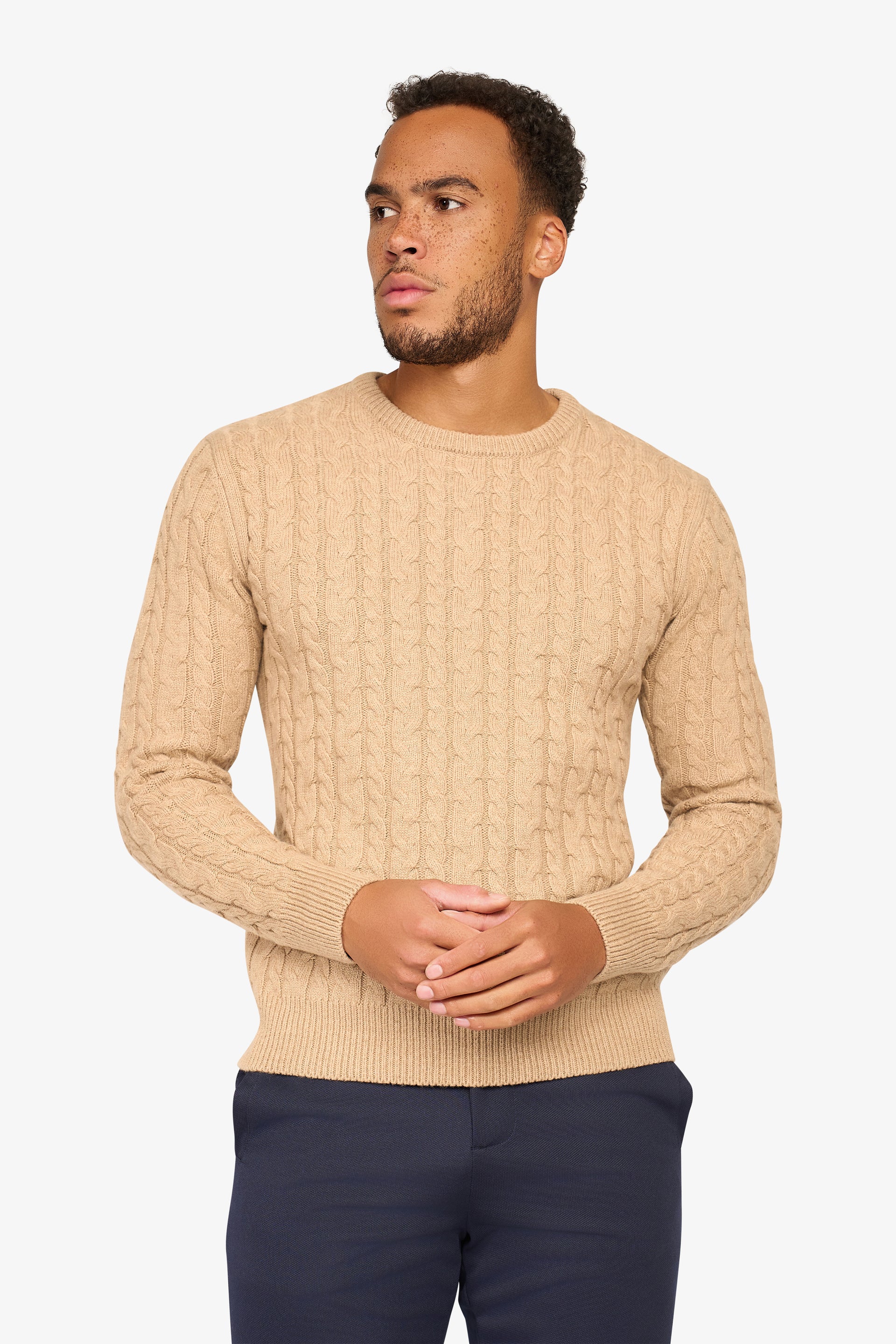 Loom Cable Pullover Beige