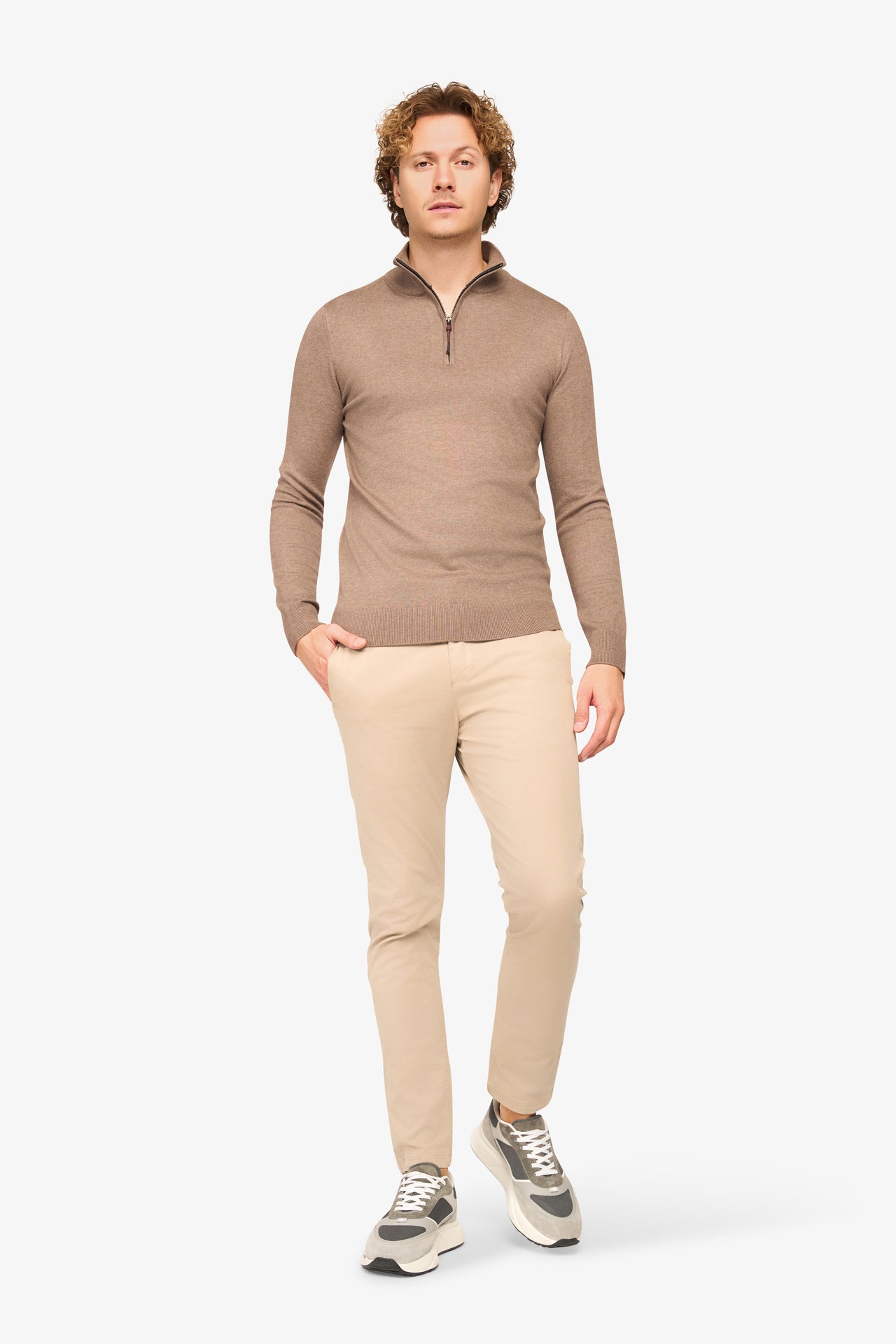Zipper pullover Simon Mocca