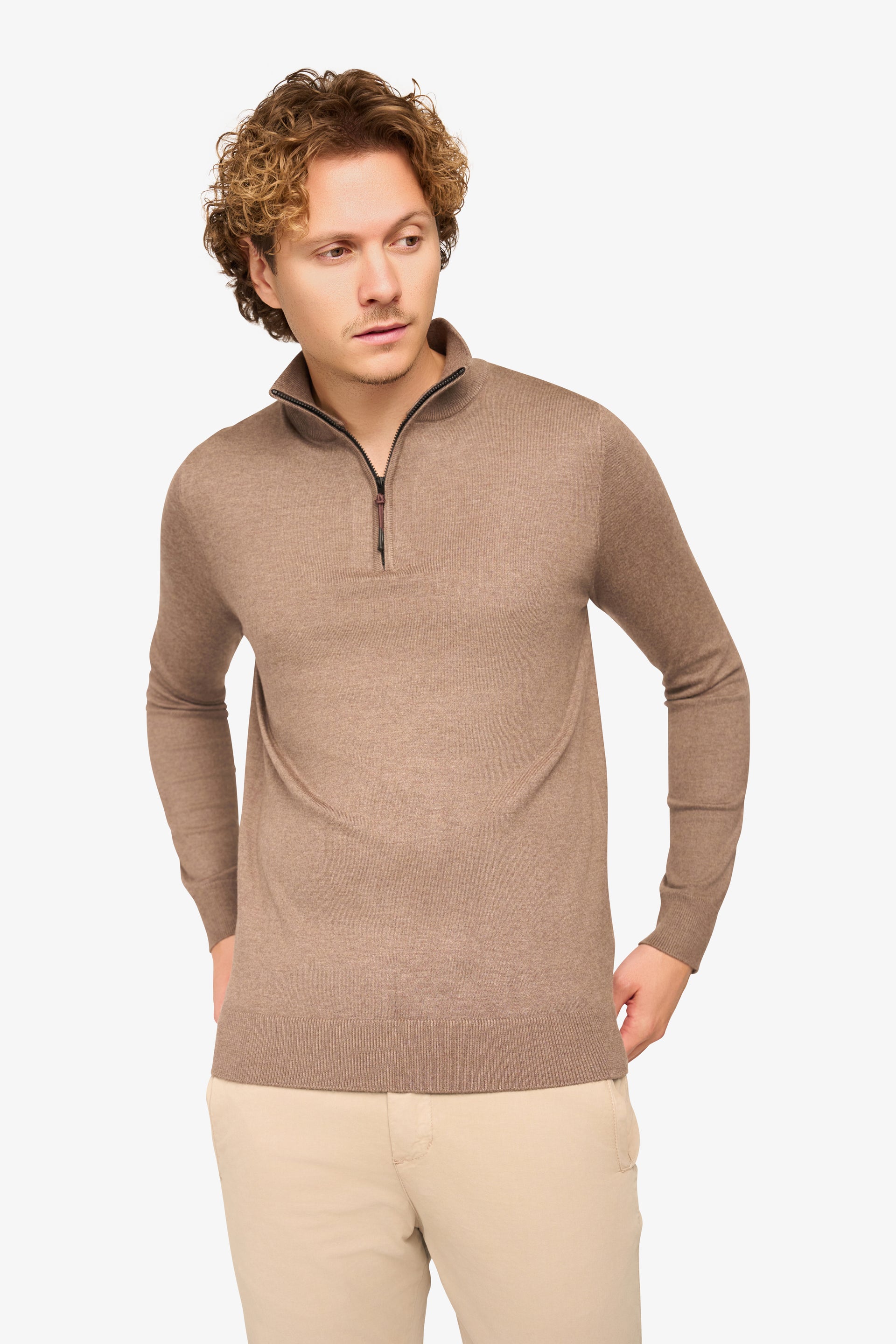 Zipper pullover Simon Mocca