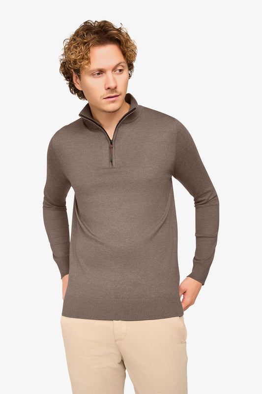 Zipper pullover Simon Mocca