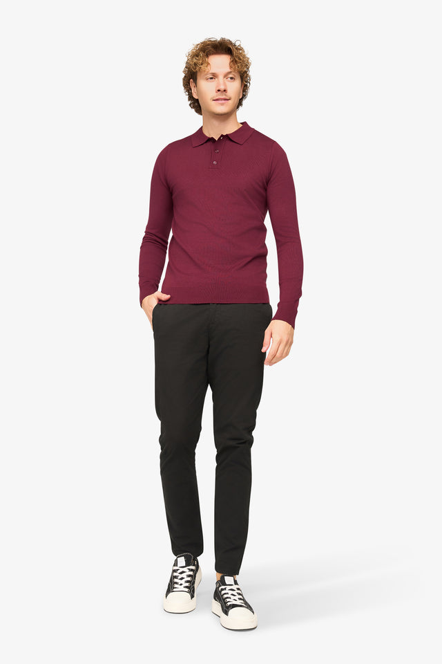 Long Sleeve Polo Ralf Bordeaux