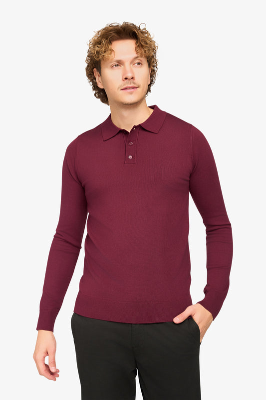 Long Sleeve Polo Ralf Bordeaux