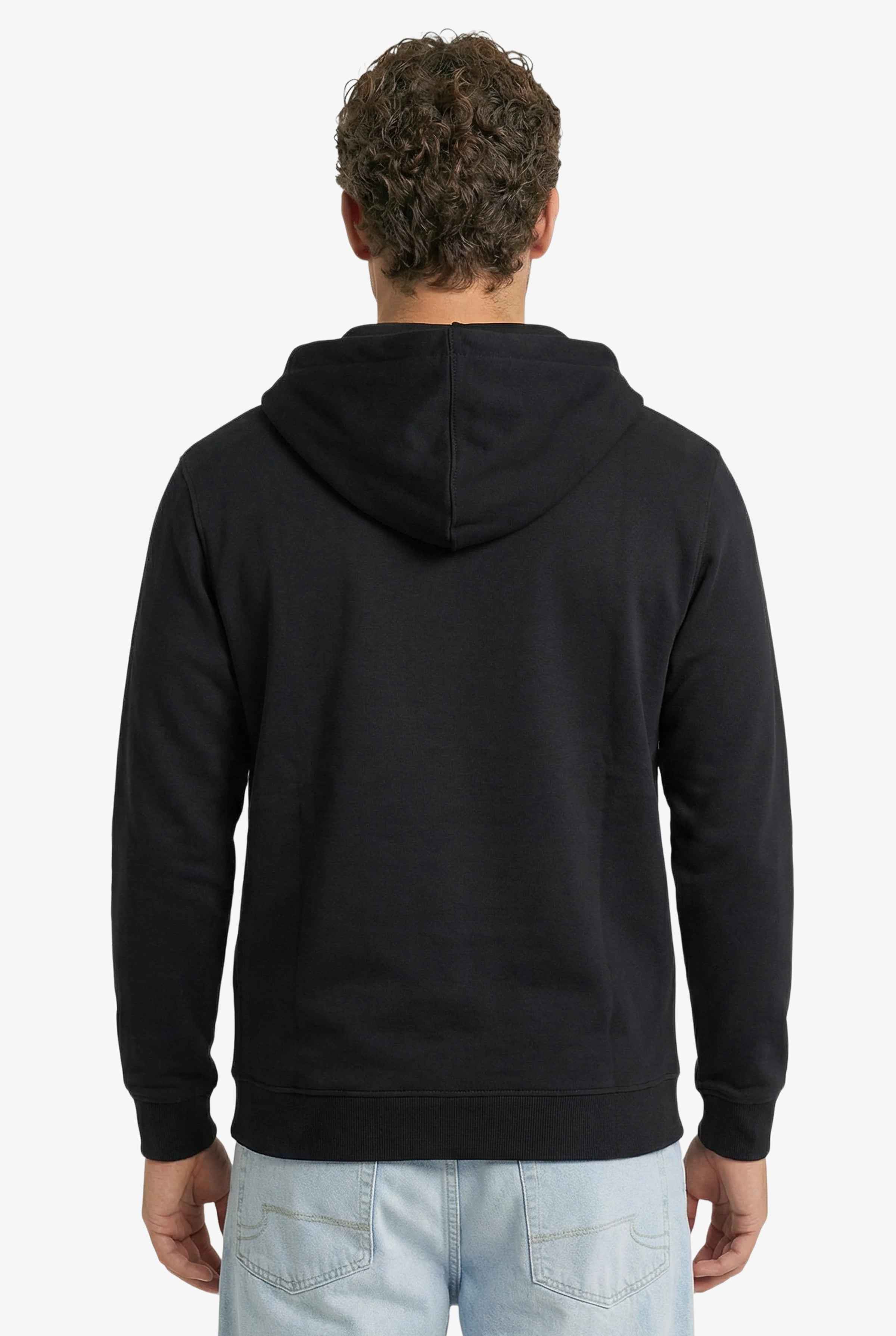 Essential Rubber Print Zipper Hoodie Black