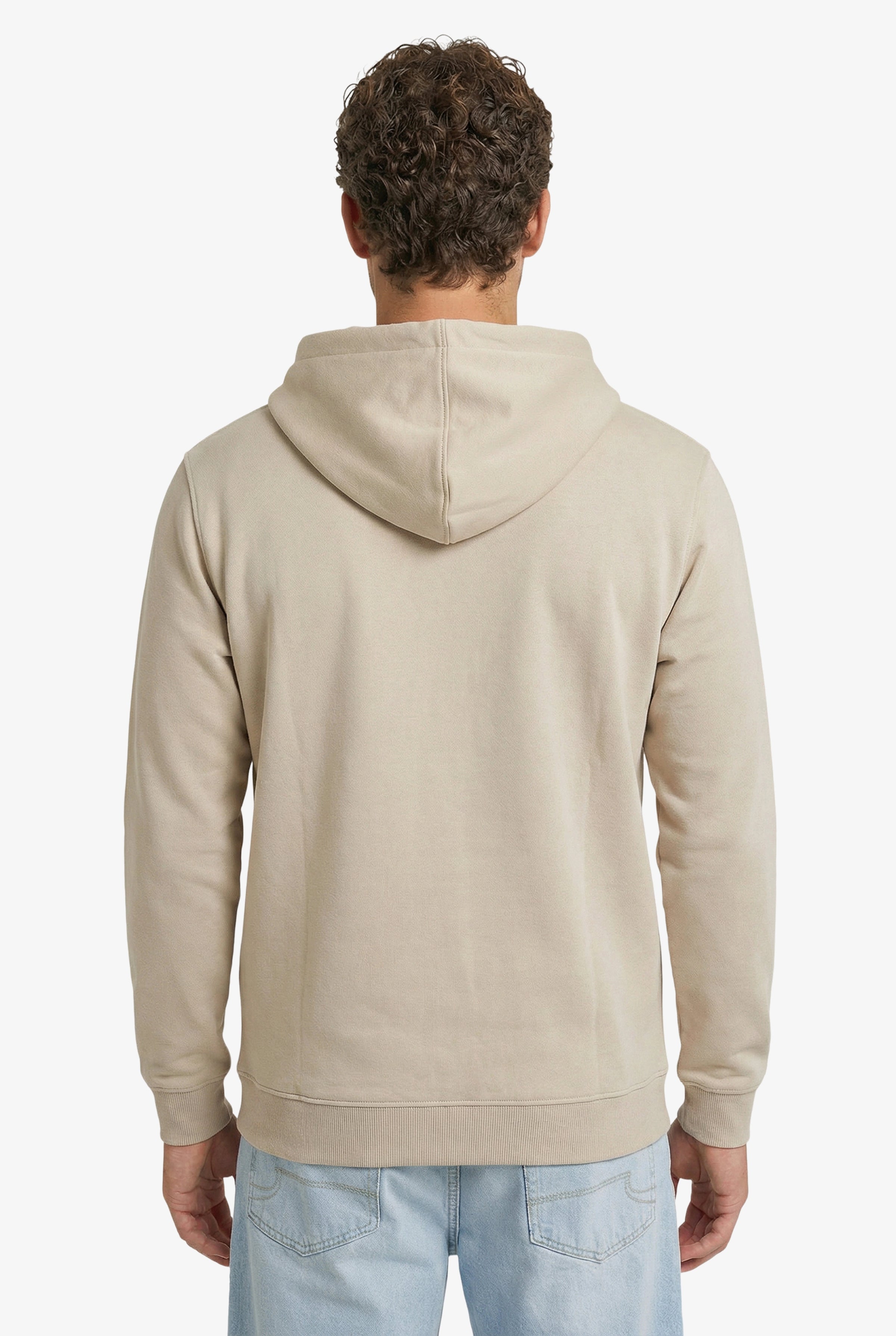 Essential Rubber Print Zipper Hoodie Beige