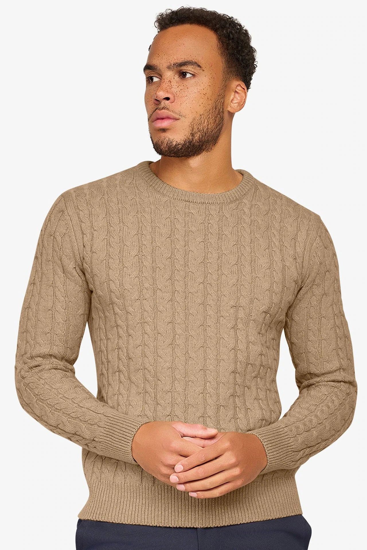 Loom Cable Pullover Beige