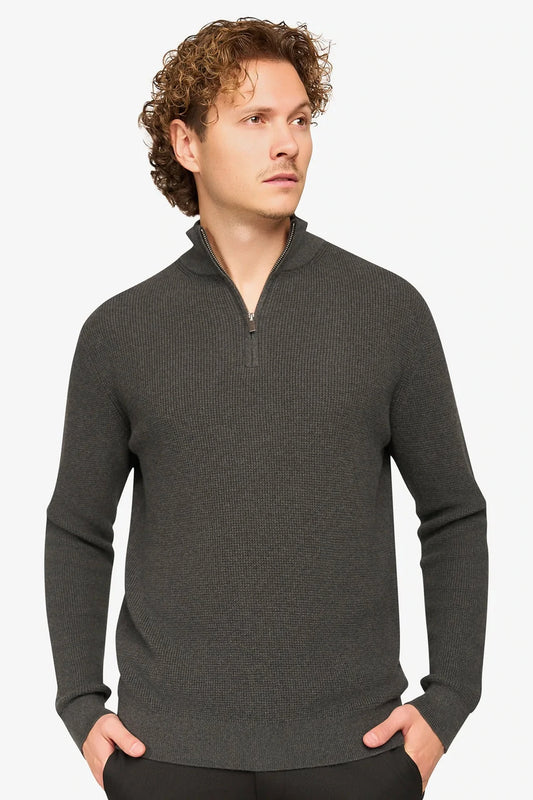 Peak Waffle Zipper Pullover Antra