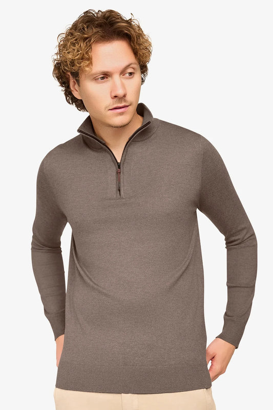 Zipper pullover Simon Mocca