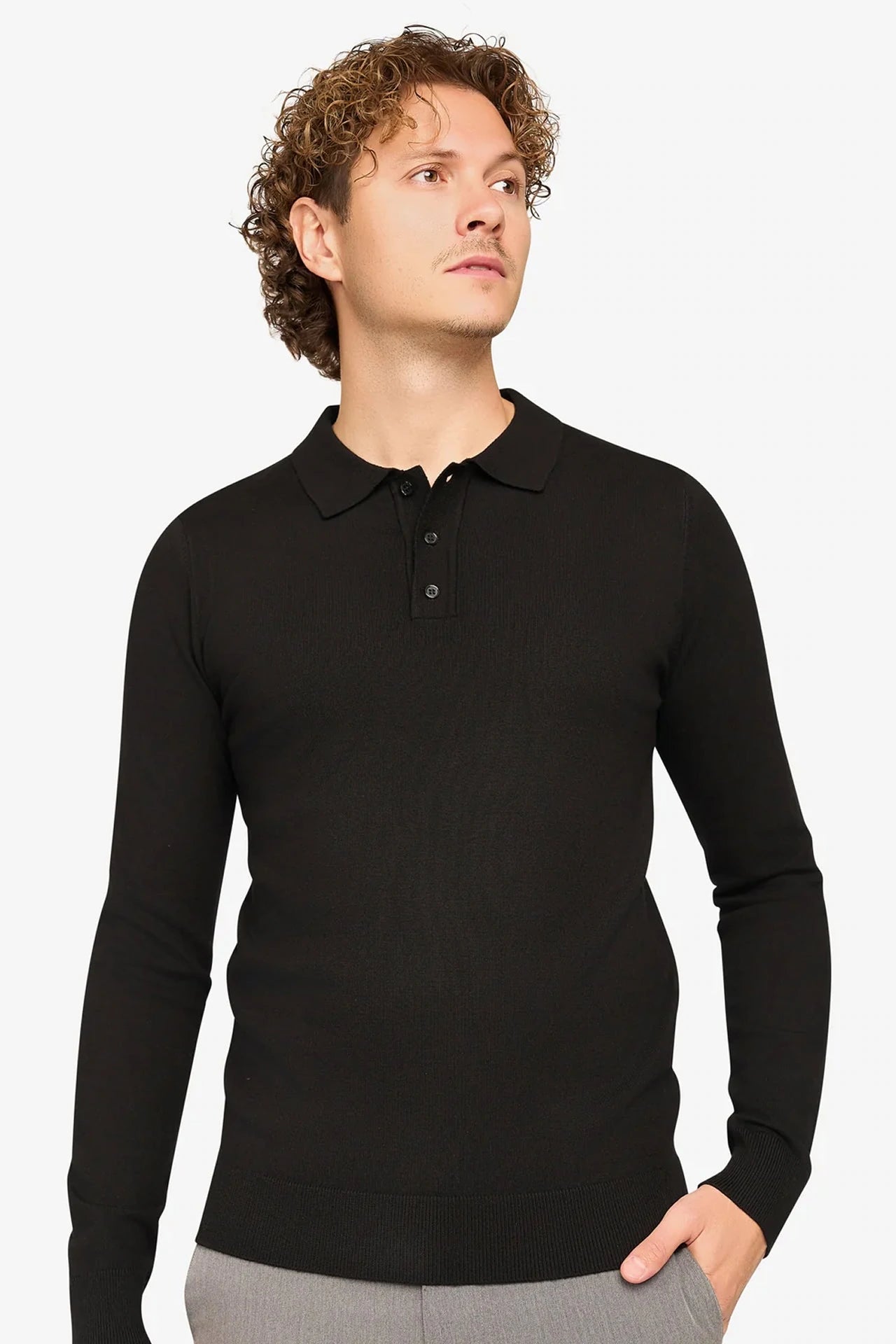 Long sleeve polo Ralf Black