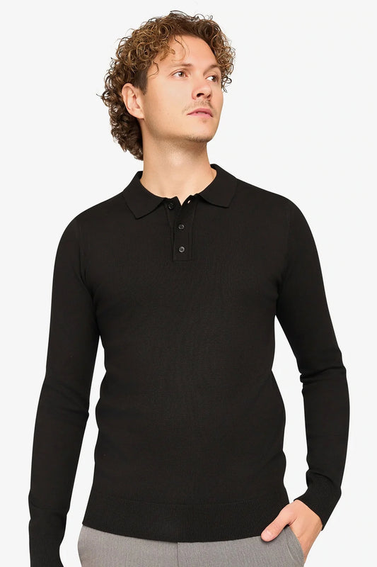Long sleeve polo Ralf Black